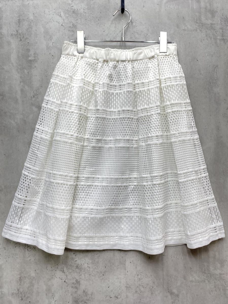 le.coeur blanc ルクールブラン レース ミディ丈 スカート size38/白 ■◆拍卖