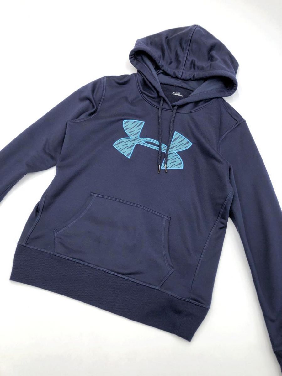 UNDER ARMOUR アンダーアーマー 長袖 プルオーバー パーカー sizeMD/紺 ◆■拍卖