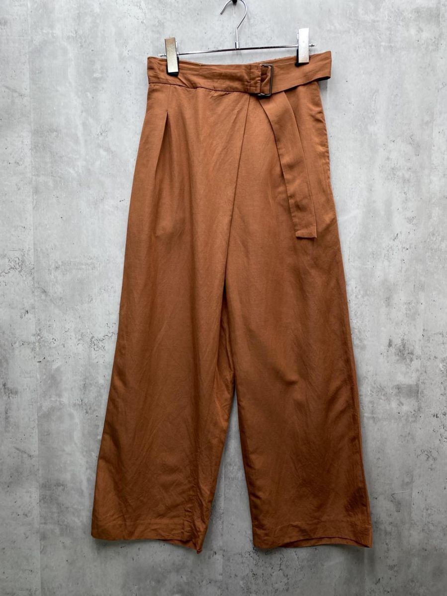 ゆうパケットOK BEAUTY & YOUTH ビューティ&ユース ユナイテッドアローズ 1614-287-5031 ラップワイド 9分丈 パンツ sizeM/茶 ■◆拍卖