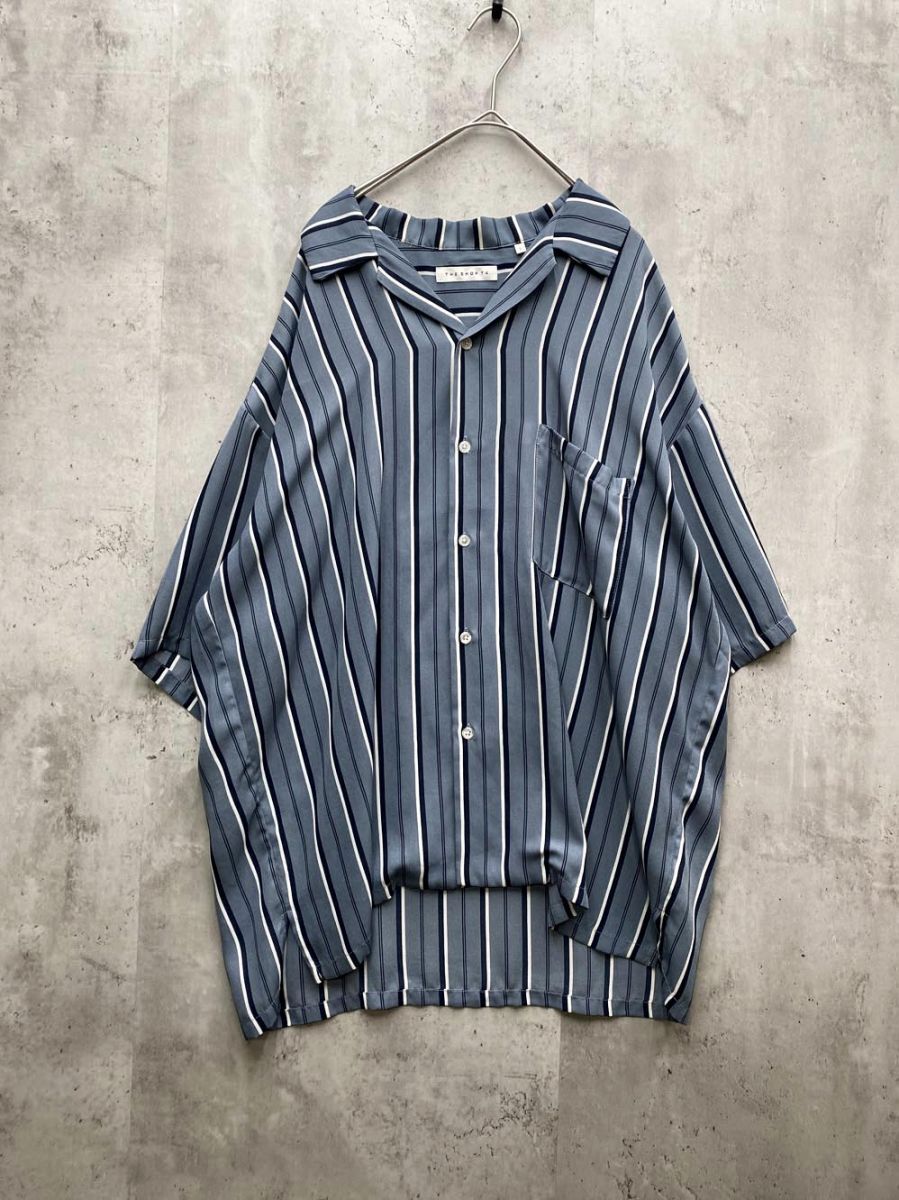 ゆうパケットOK THE SHOP TK ザショップティーケー タケオキクチ 半袖 ストライプ シャツ sizeL/グレー ■◇拍卖