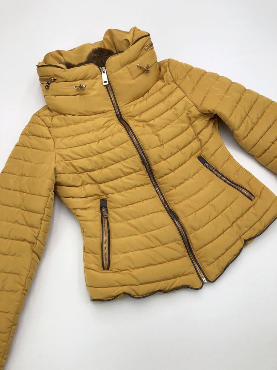 ZARA basic ザラ ベーシック キルティング コート sizeS/黄 ◆■拍卖