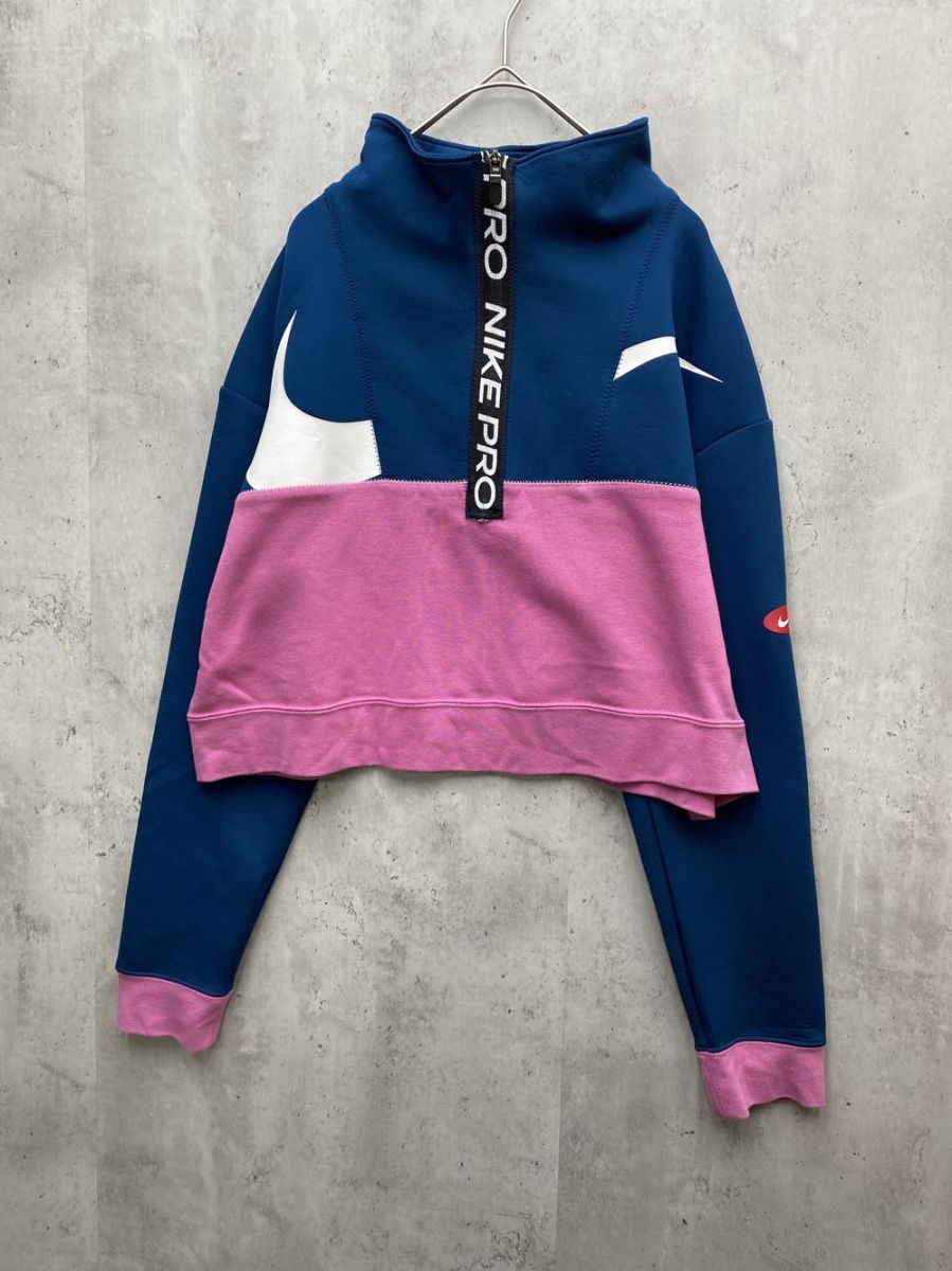 ゆうパケットOK NIKE ナイキ 長袖 ジップアップ ハーフジップ プルオーバー sizeS/紺xピンク ■◇◎拍卖
