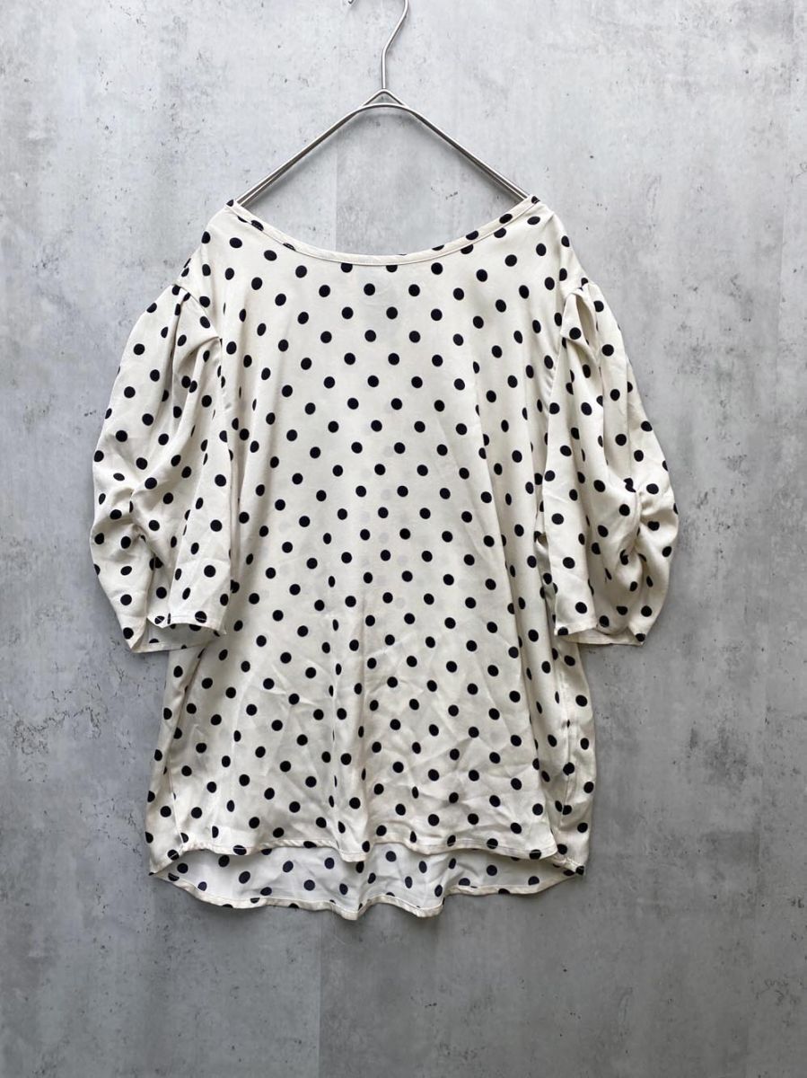 ゆうパケットOK 新品 Doula Doula ドゥーラドゥーラ GSZ21S239 バックリボンドットブラウス 半袖 シャツ sizeF/白x黒 ■◆拍卖