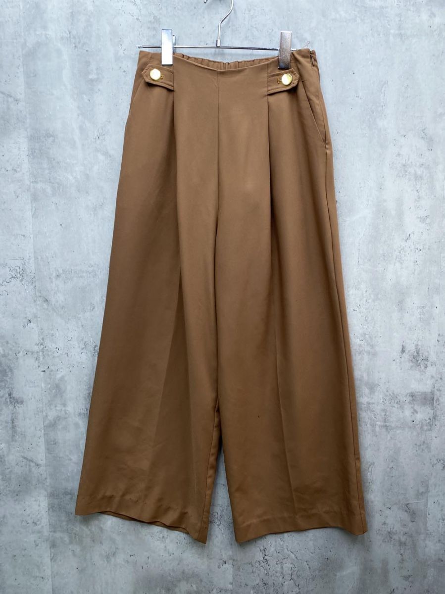 ゆうパケットOK YECCA VECCA イェッカヴェッカ 70183f30000 ボタンデザイン ワイド パンツ sizeM/茶 ■◆拍卖