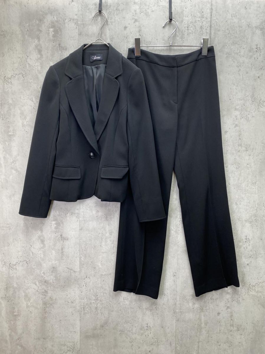 Varna ヴァルナ V5-68415 日本製 フォーマル セットアップ ジャケット パンツ スーツ size7/黒 ■■拍卖