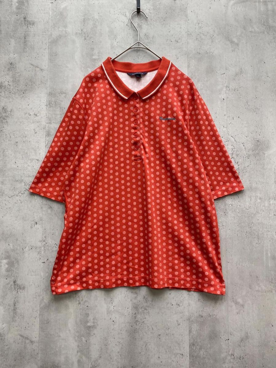 ゆうパケットOK ■LANDS’ END ランズエンド ドット 水玉 半袖 ポロシャツ sizeXL/赤 ■◆拍卖