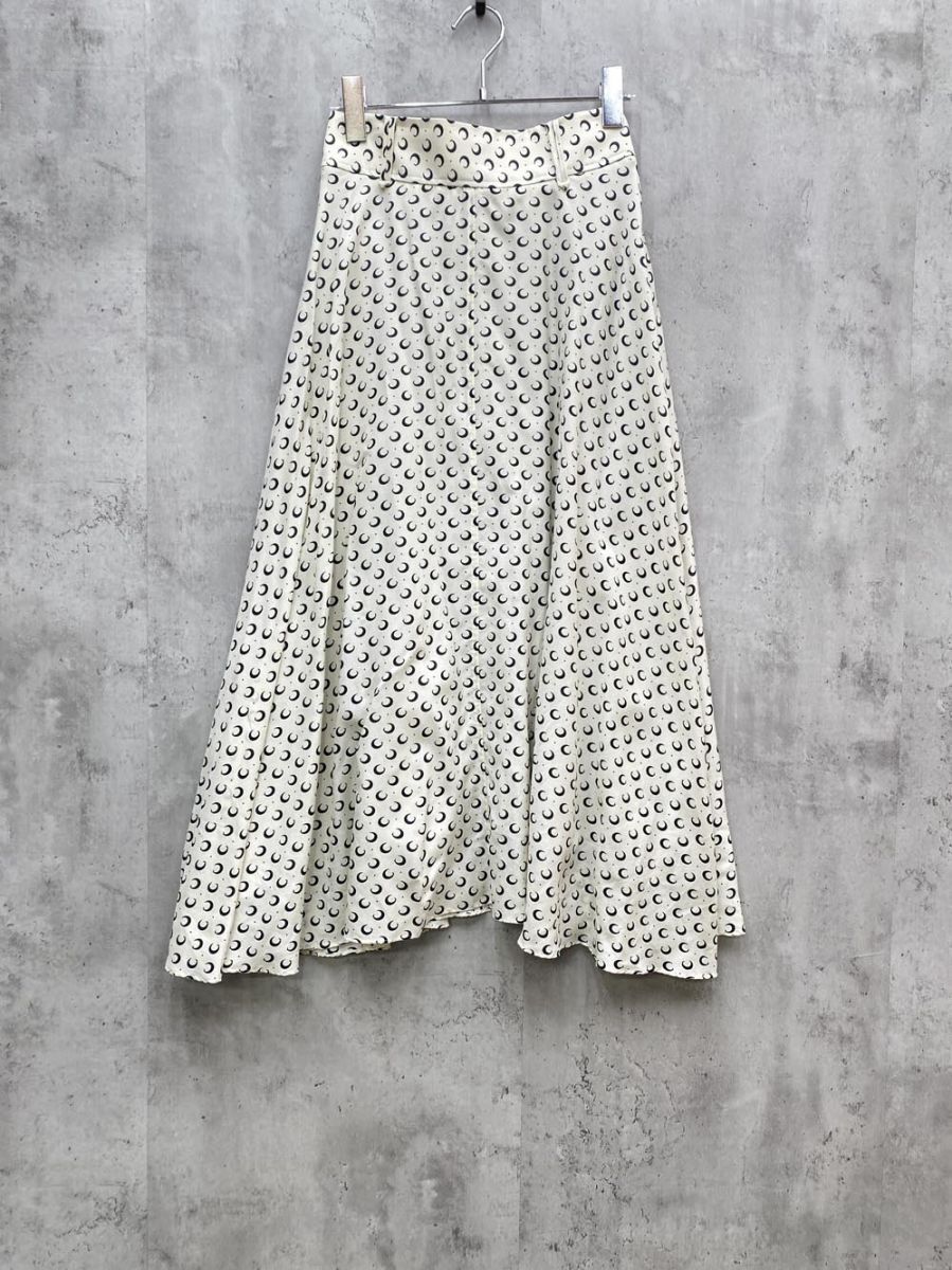 ゆうパケットOK IENA イエナ 綿 シルク ロング モノトーンプリントフレアスカート size34/アイボリー ■◆◎拍卖