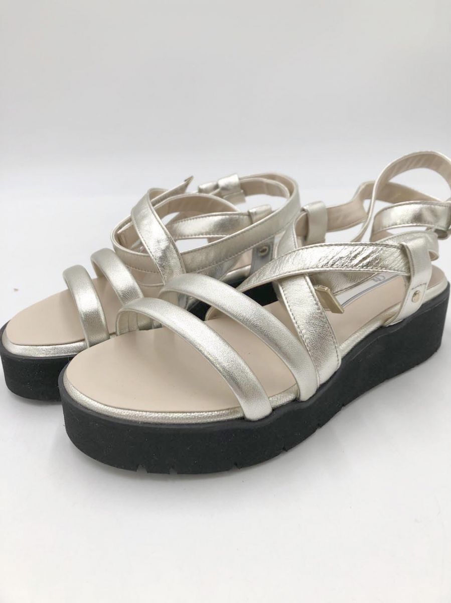 美品 Dhyana. ディアナドット クロスストラップサンダル グラディエーター サンダル size22.5/ゴールド ■■◎拍卖