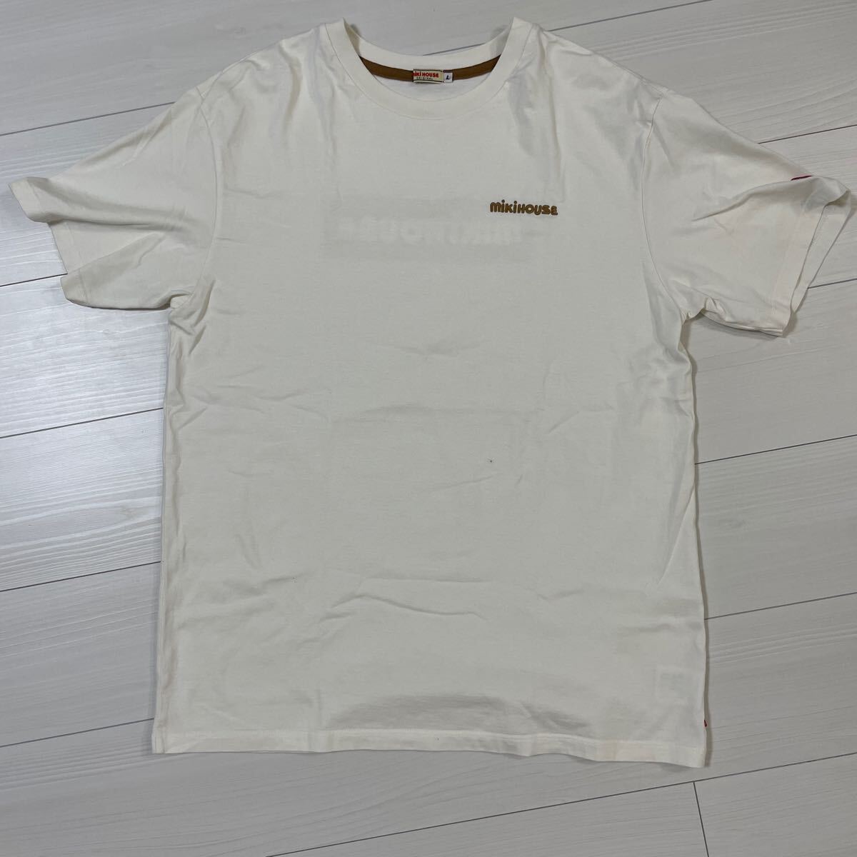 大人用 半袖バックロゴTシャツ Lサイズ 白 ミキハウス mikihouse拍卖