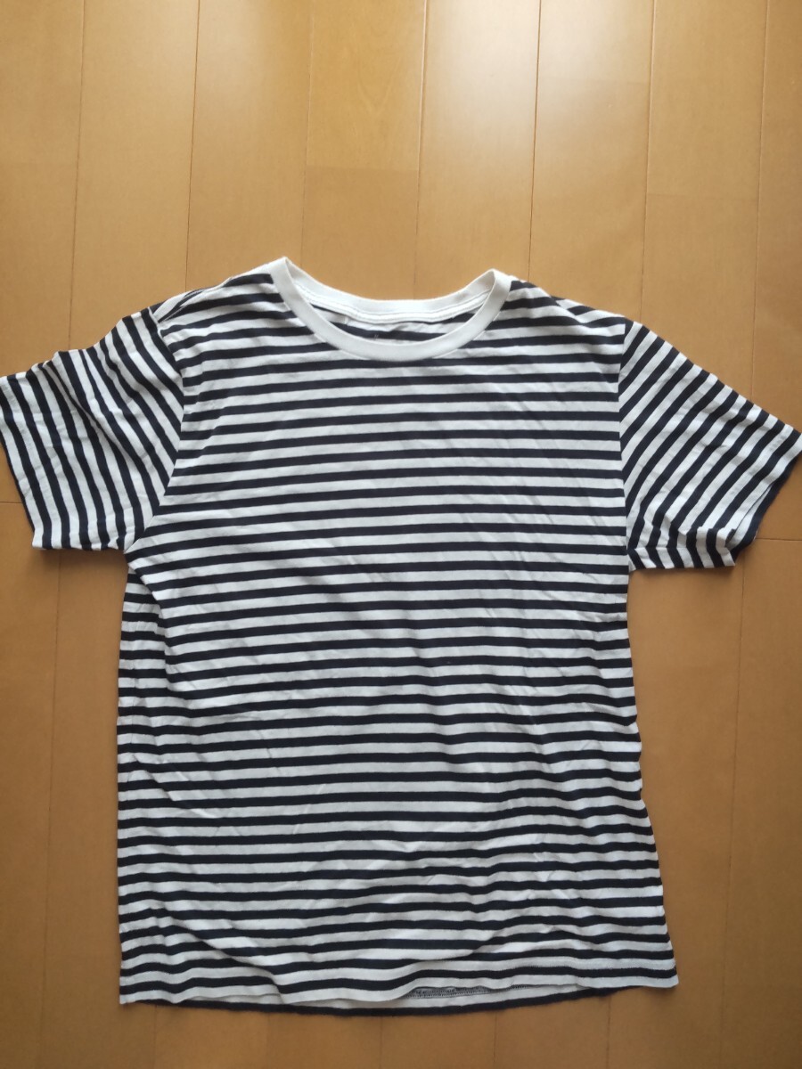 無印良品 ボーダーT メンズM ネイビー拍卖
