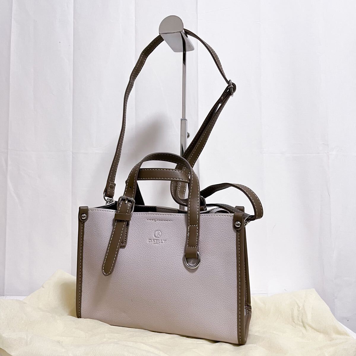 和720★ D.KELLY ディーケリー ハンドバッグ ショルダーバッグ 2way グレージュ ブラウン レディース拍卖