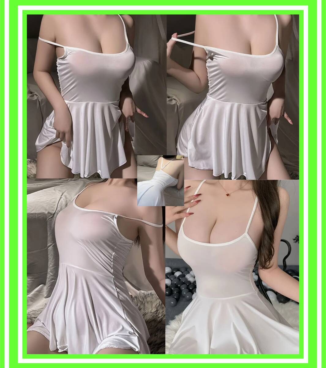 ★超かわいく素敵★シースルー★ホワイト★ベビードール★キュート★ミニスカ★触り心地グッド★大人チャーミング★X167拍卖