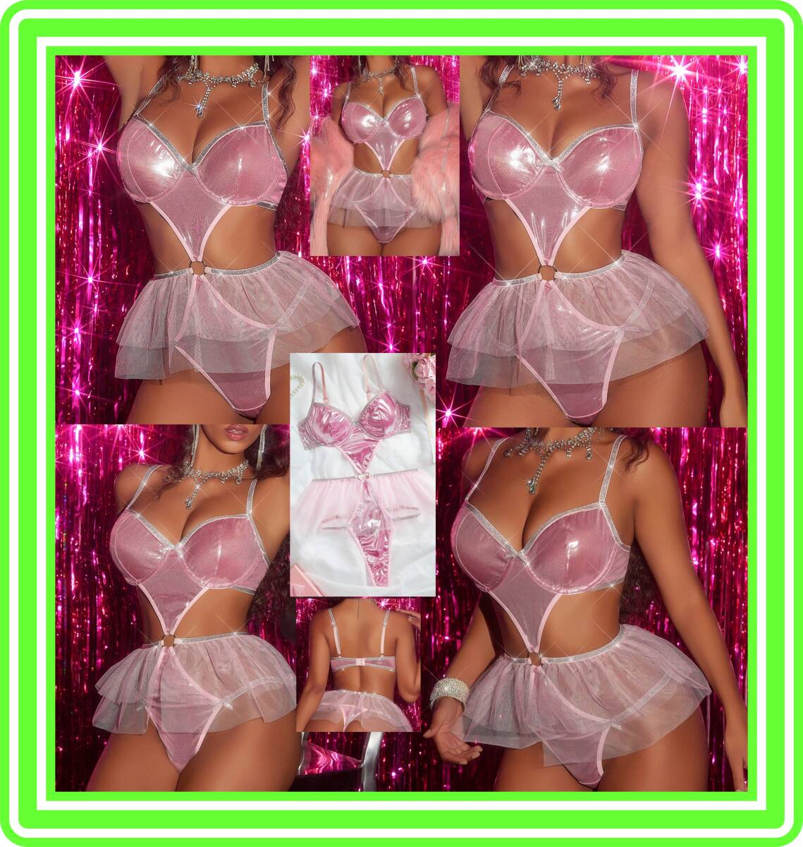 ★超素敵★光沢ピンク★コスチューム★メッシュ★シースルー★ミニスカ★アンダーワイヤー★大人可愛いくSexy★CH2拍卖