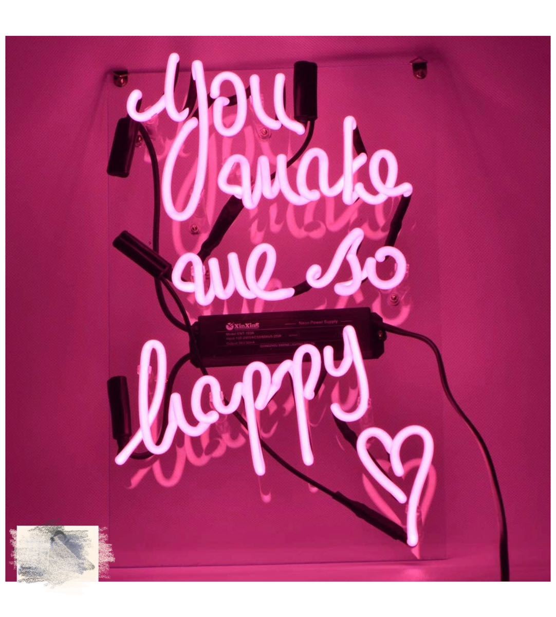 オリジナル ネオンサイン You make me so happy ハート ピンク ガラスネオン 11×9インチ拍卖