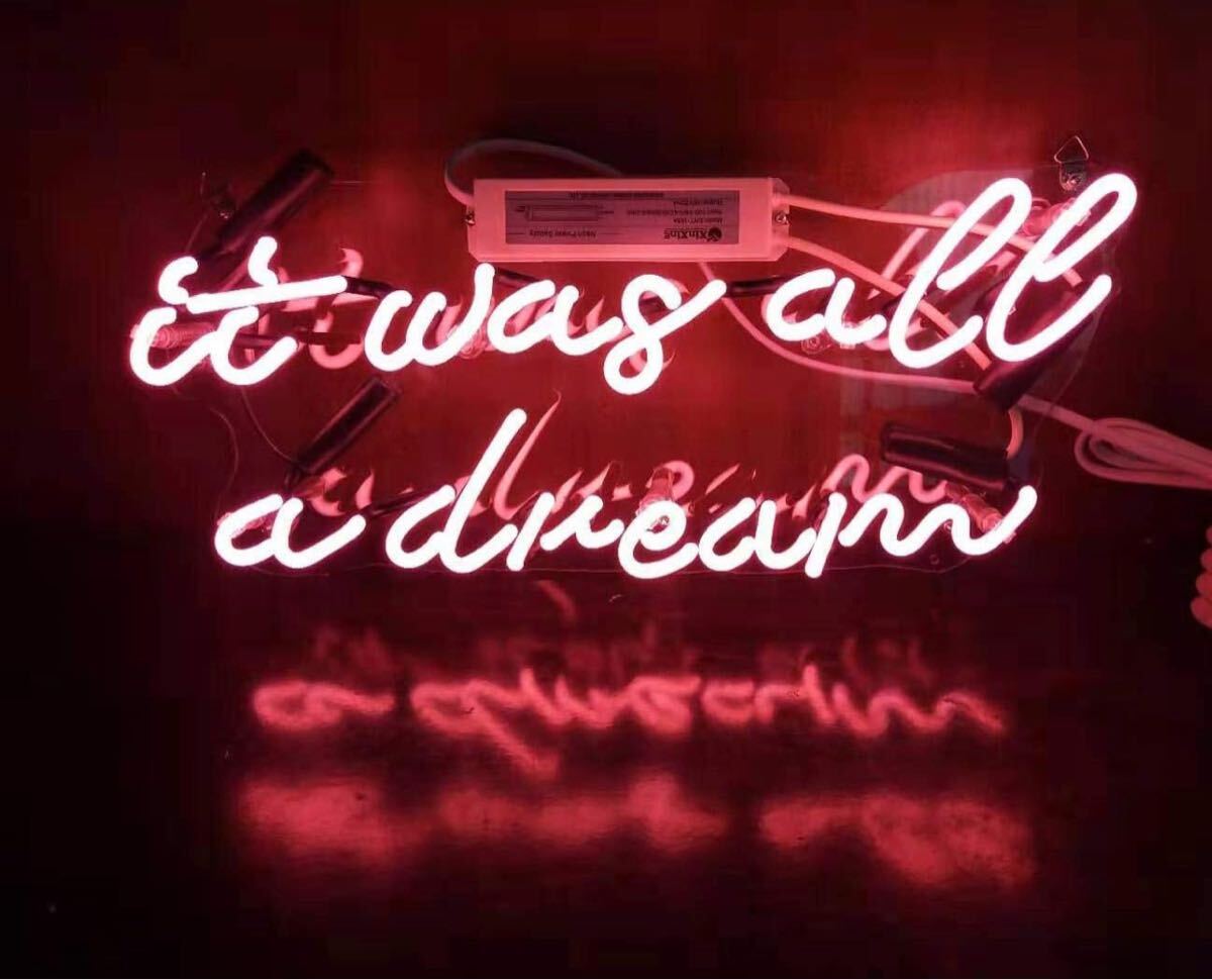 オリジナル 英字 ネオン管 看板 ピンク it was all a dream拍卖