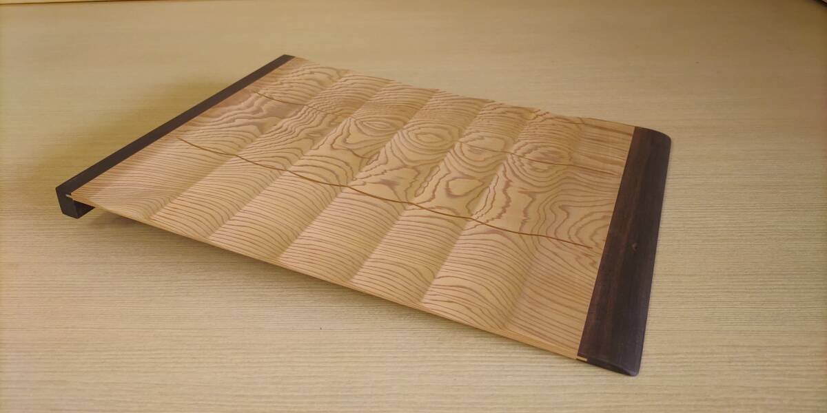 「駒板」★新作★黒檀×屋久杉本板目スリット入り「そば道具」拍卖