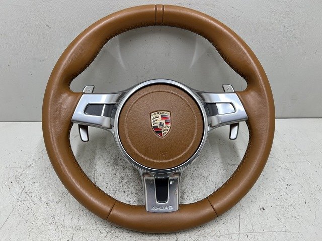 ◆ ポルシェ 911 カレラS クーペ 997 後期 2010年 997MA101 PDK ステアリングホイール/ハンドル ブラウン/ナチュラル (在庫No:A39030) #拍卖