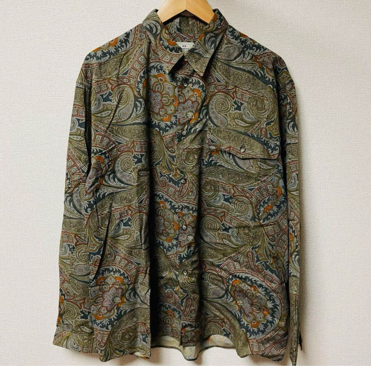 ヴィンテージ ビンテージ シャツ 長袖 総柄 個性派 ペイズリー柄 メンズ48拍卖