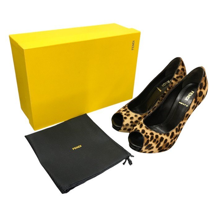 FENDI フェンディ パンプス レディース レオパード ハラコ ピンヒール 37.5 ブラウン 中古 送料無料 T1拍卖