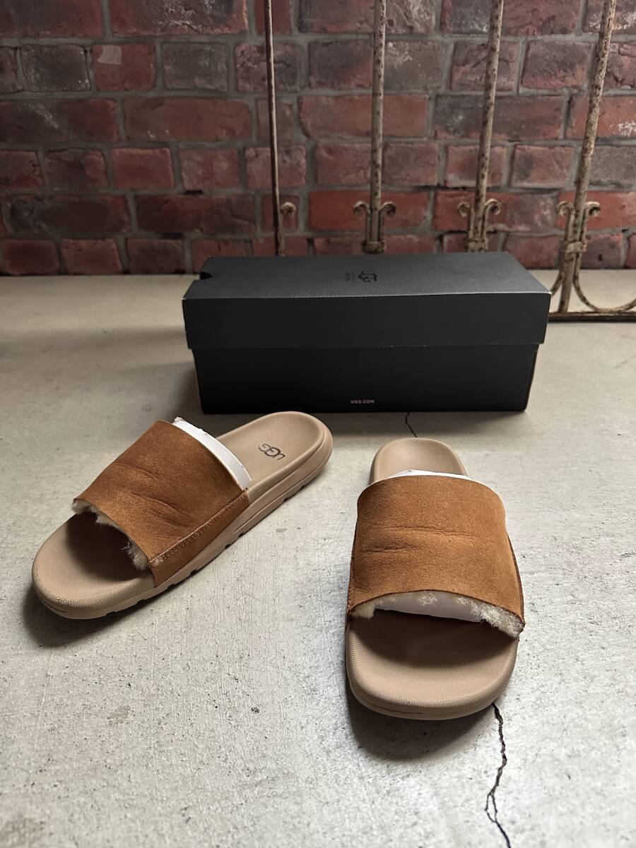 定価 15,400 正規品 UGG アグ メンズ M XAVIER TF ゼビア ツインフェイス 1016876 チェスナット サンダル US 8 26cm シープスキン拍卖