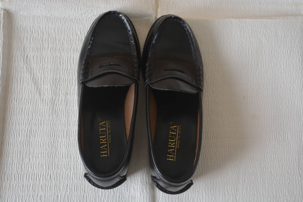 ハルタ 黒ローファー サイズ24センチ 天然皮革 拍卖