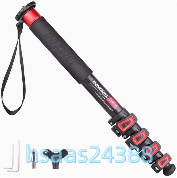 INNOREL 一脚 カメラ用 アルミ製 33lb/15kg 耐荷重 5セクション レバーロック 伸縮可能 コンパクト 便利 軽量 旅行用 (VM80A)拍卖