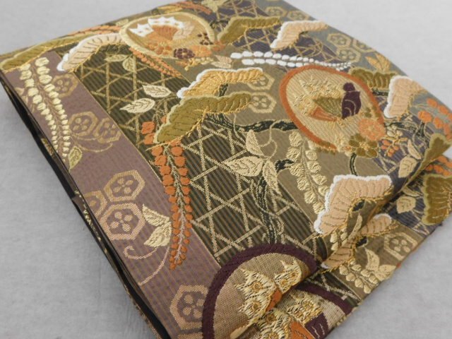 〔楽布〕P33340 美品! 唐織り 袋帯 未使用仕立上がり品 t拍卖