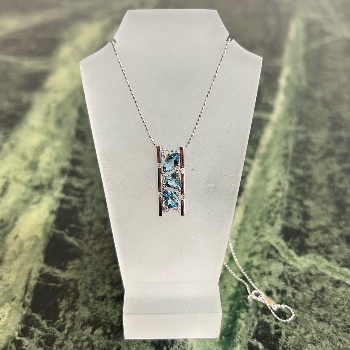 【新品】K18WG★ペンダント 18金ホワイトゴールド アクアマリン ダイヤモンド ネックレス アクセサリー ジュエリー拍卖