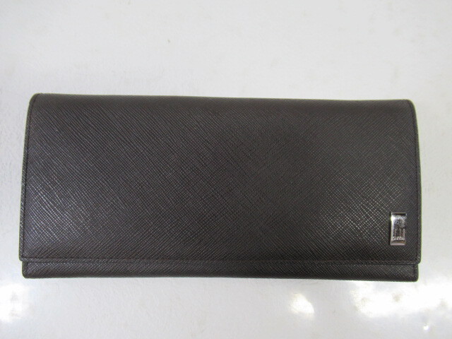 ◆A67 DUNHILL ダンヒル 長財布 メンズ 札入れ ダークブラウン 茶色 レザー /中古拍卖