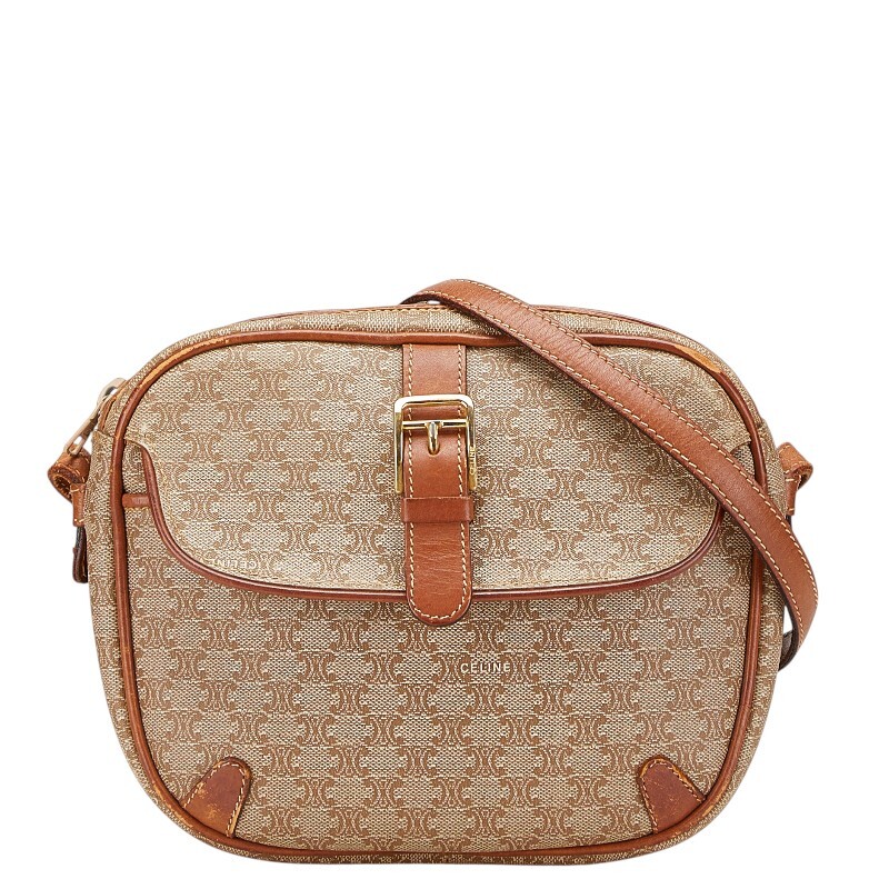 セリーヌ マカダム ショルダーバッグ ブラウン PVC レザー レディース CELINE 【中古】拍卖