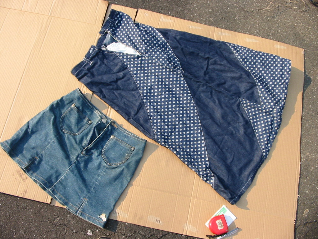 全国送料600円 古着 2枚セット 腰回り約71cm 腰回り約63 デニムスカート ミニスカート PIKO ロングスカート ジーンズ レディース 子供 中古拍卖