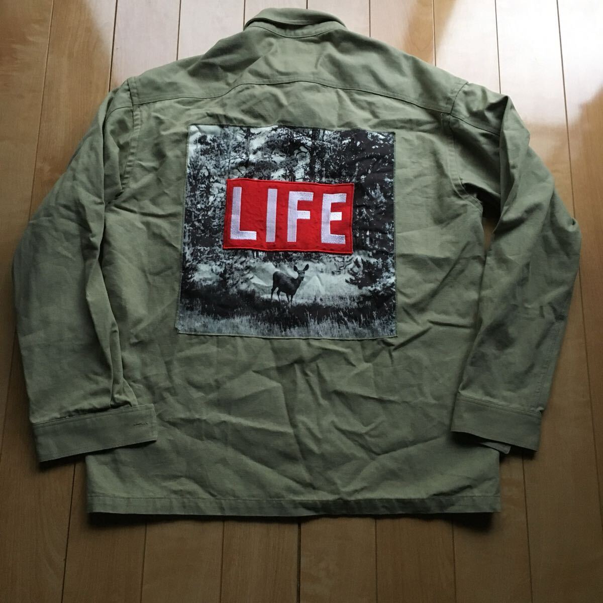 ザラ LIFE パッチ付シャツジャケット 218-1-4 メンズ カーキ ミリタリー拍卖