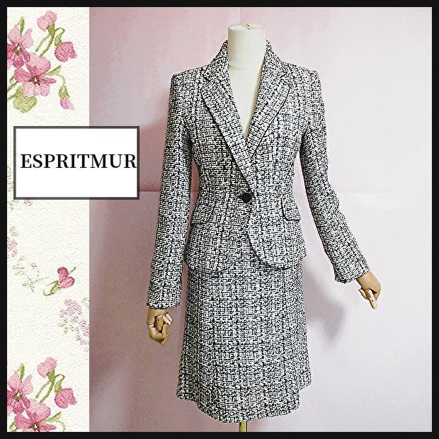 【エスプリミュール】スカートスーツ ツイード セットアップ セレモニー ラメ ESPRITMUR マダム テーラードジャケット フォーマル拍卖