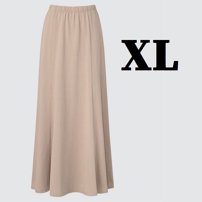 送料無料 即決 未使用 XL XXL◆細見え フレアロングスカート◆ 大きいサイズ ベージュ ユニクロ拍卖