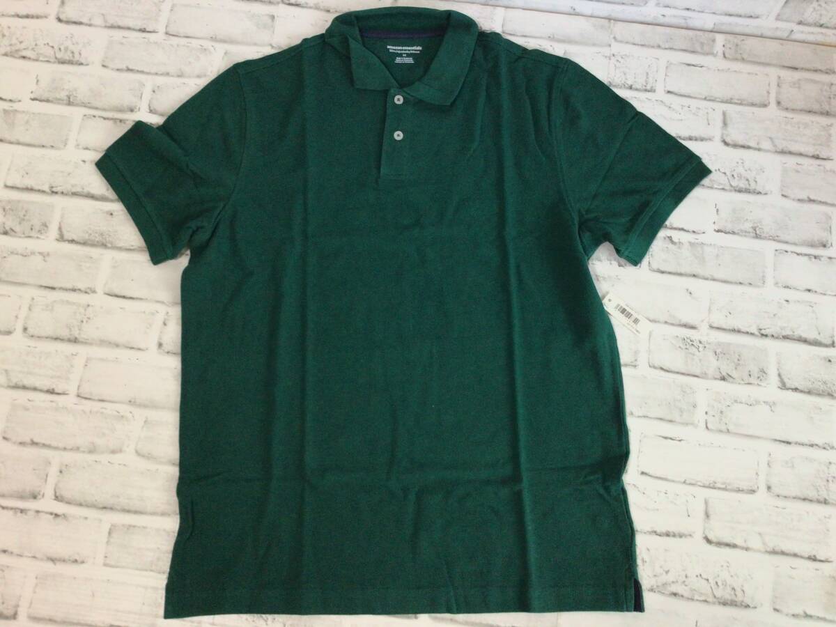 W052 未着用 Amazon essentials 半袖 ポロシャツ Mサイズ グリーン シンプル 無地 スポーティー タグ付き アマゾン 現状品拍卖