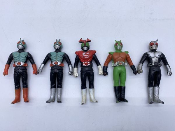 現状品☆ 5体まとめ 仮面ライダー ソフビ まとめ セット BANDAI バンダイ 1989 石ノ森プロ 東映 当時物 (4186)拍卖