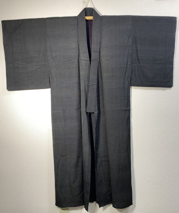 男着物 薄物 身丈 140cm 裄丈 65cm 着物 和装 和服 アンティーク リメイク (4023)拍卖