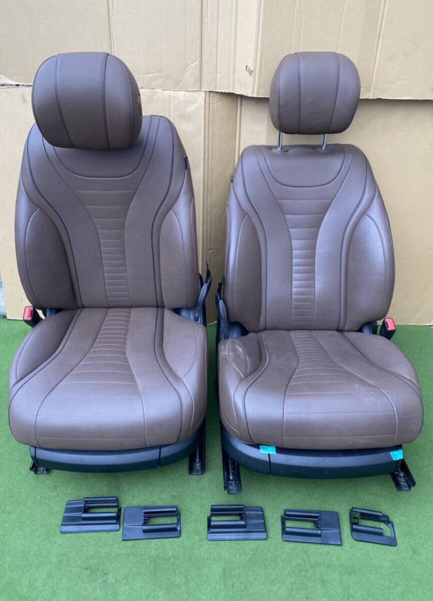 メルセデス ベンツ W222 Sクラス ハイブリッド 運転席 助手席 レザーシート パワーシート 電動 本革 ヒーター付 ブラウン系 動作確認済み拍卖