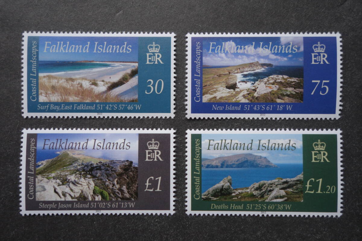 外国切手: フォークランド諸島切手 「海岸の風景」 4種完 未使用拍卖
