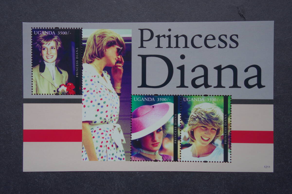 外国切手: ウガンダ切手 「ダイアナ元妃」 3種m/s 未使用拍卖