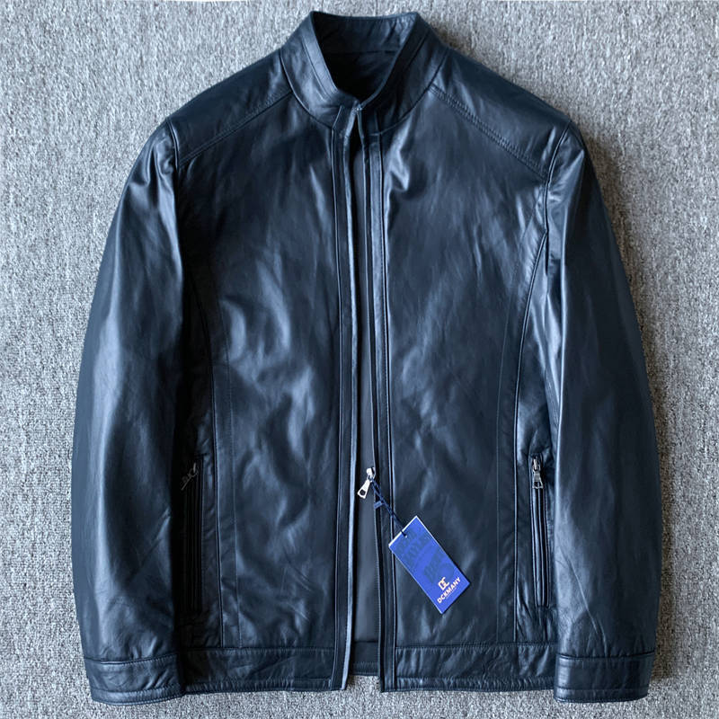 W9602-2XL/黒青 上質レザー使用!DCKMANY新品 メンズ 上質羊革 本革 イタリア レザージャケット 革ジャン ビジネス ライダース ブルゾン拍卖