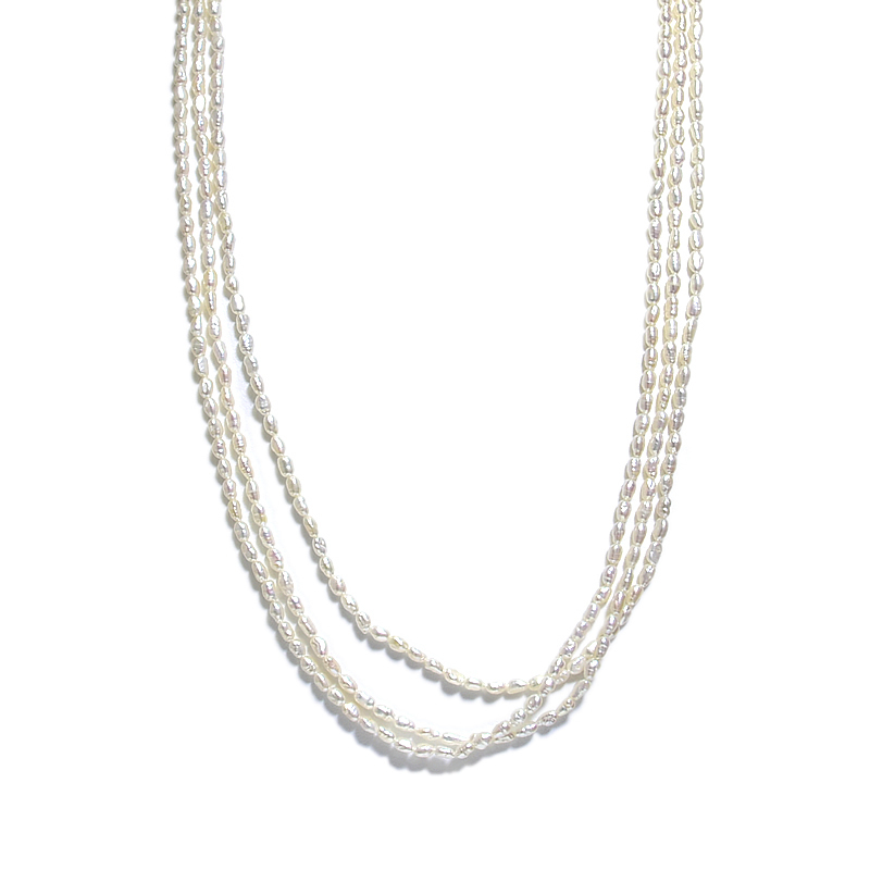 ミキモト ライスパールネックレス SV 3連ネックレス 三連ネックレス シルバー 真珠 地金約3g 中古 送料無料拍卖