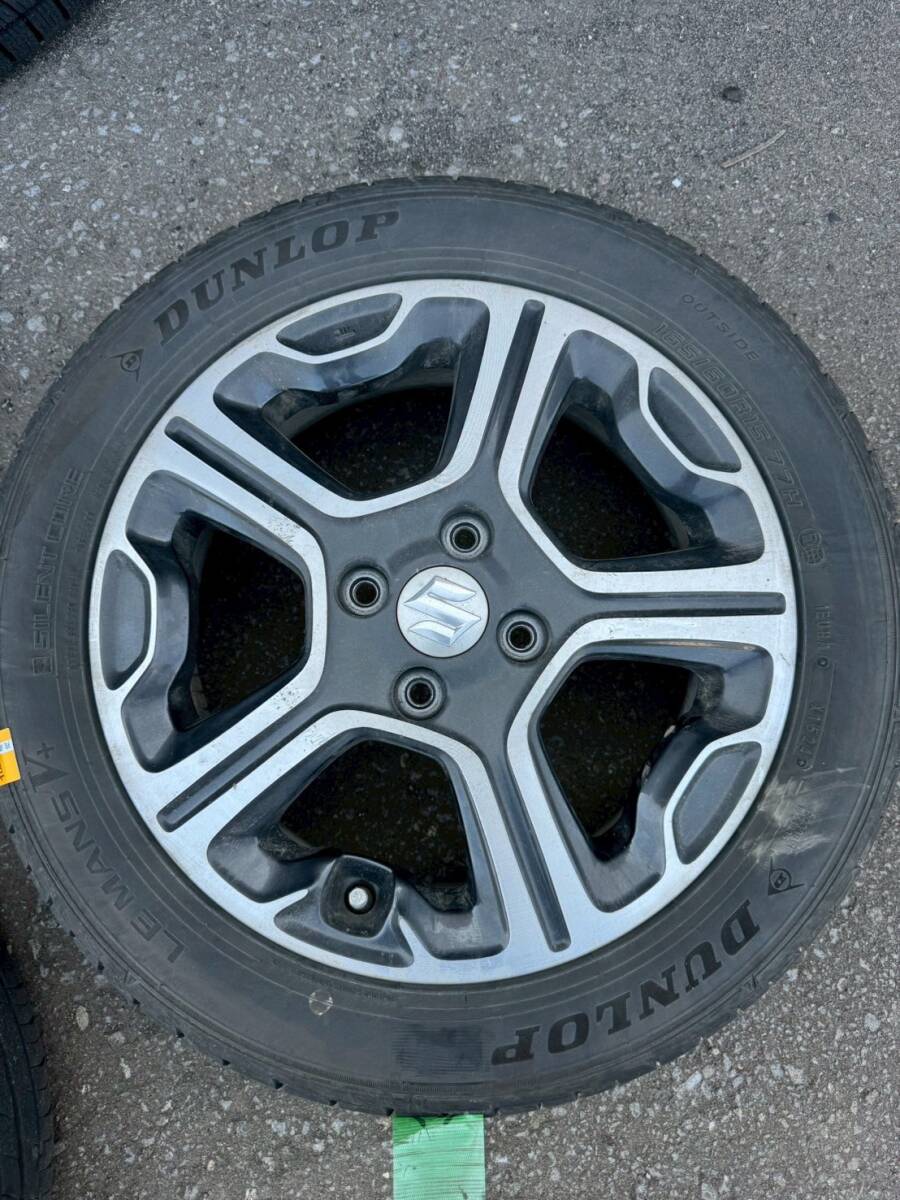 Y1246 165/60R15 77H ダンロップ DUNLOP 2024年 PCD100 4H 4.5J +45 ハスラー mr31s 4本セット拍卖