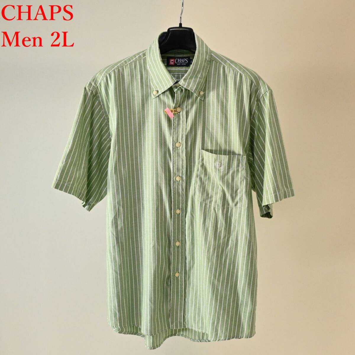 A2 Men 2L チャップスラルフローレン CHAPS 緑 半袖シャツ ボタンダウン拍卖