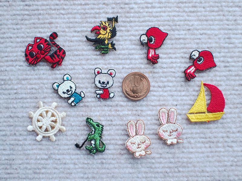 レトロ手芸雑貨*アイロンでつく・可愛い刺繍ミニアップリケ・色々11枚セット☆パッチ装飾リメイクワッペン拍卖