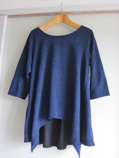 マディー チュニック F-size 体型カバーで細身え効果 お洒落 Muddy トップス ドレープ カットソー ネイビーブラック フリーサイズ レア 得拍卖