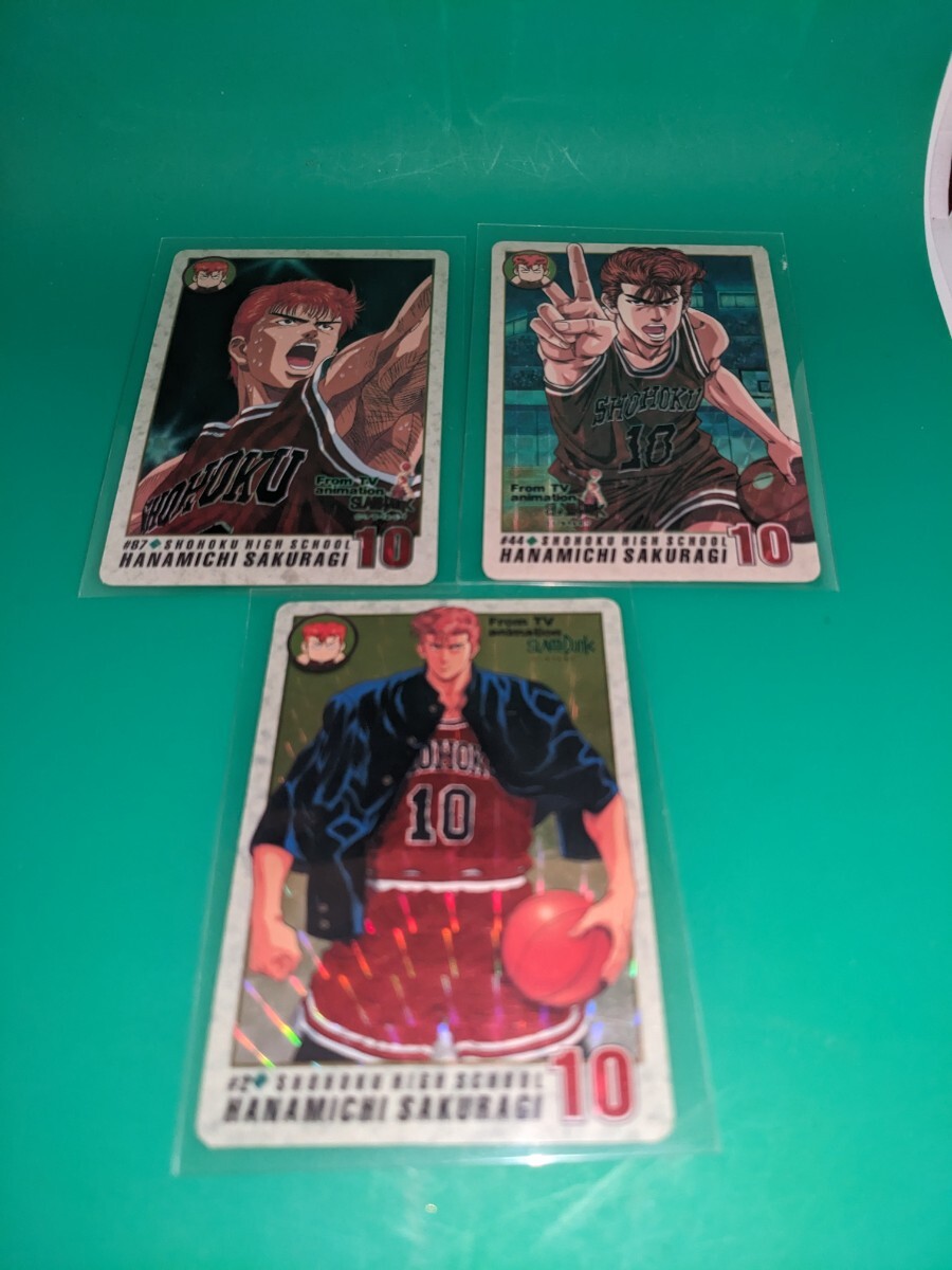 ④漫画『SLAM DUNK』BANDAI 1994年 トレカ カードダス 湘北高校 海南高校 翔陽高校 バスケ スラムダンク 3枚 キラ プリズム拍卖