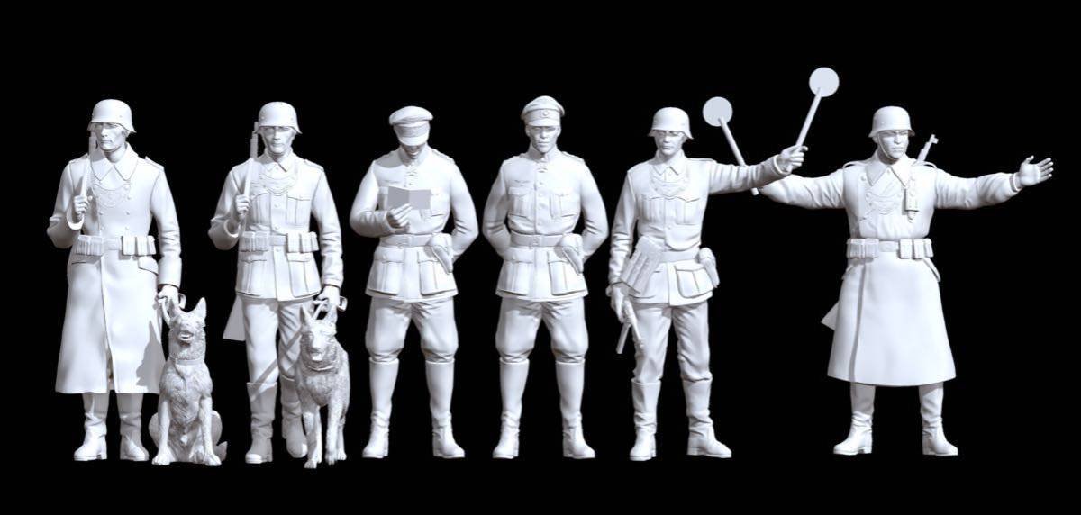 1/144レジンキット 未組立 未塗装 WWⅡ ドイツ軍 ドイツ野戦憲兵 フィギュア6体 ワールドタンクミュージアム 【同梱可能】230520拍卖