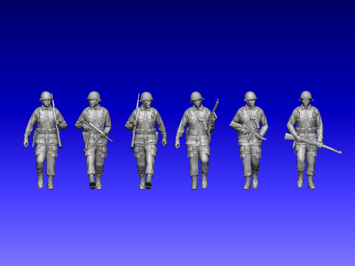 1/144 レジンキット 未塗装 WWⅡ アメリカ軍 兵士フィギュア6体 歩き ワールドタンクミュージアム【同梱可能】230904拍卖