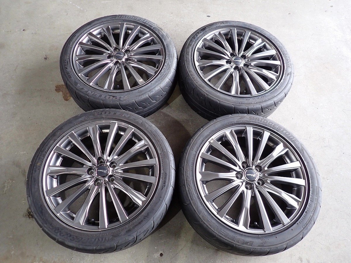 YS17279【送料無料215/45R17】プリウス ウィッシュ 86 BRZなどに ブリヂストン 中古夏タイヤセット ●17×7J 100/5H ET53●拍卖